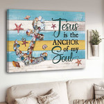 Seashell Anchor, Beach Wall Art - Jesus Canvas Prints , Jesus is my Anchor Wall Art for Summer