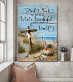 Seashell and Cross, Christian Wall Art, What a wonderful world, Jesus Canvas Prints for Living Room