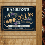 Personalized Wine Cellar Signs, Customized Owner Name Vintage Wine Cellar Metal Sign for Wine Lovers
