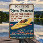 Personalized Kayak Sign, River Forecast, River Sign, Custom Vintage Metal Sign for Drinking Sign on the River