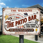 Personalized Patio Bar Sign, Grilling & Chillin Custom Vintage Metal Sign for Family, Friends