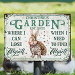 Personalized Rabbit Garden, Garden Sign Floral Art Customized Vintage Metal Signs, Outdoor Decor
