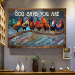 Rooster Painting, Chicken God says you are, Jesus Canvas Prints for Farmhouse Wall Art