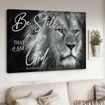 Lion Painting, Be still and know that I am God - Jesus Landscape Canvas, Psalm 46:10 Wall Art