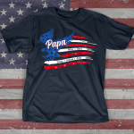 Personalized Papa with Grandkids American Flag CTL94 T-Shirt