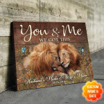 Personalized Lion Gay Couple Canvas Wall Art for Husband Anniversary LGBT Canvas