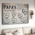 Personalized Grandpa Sweethearts Gift, A whole lot of Love Fathers Day Canvas for Papa