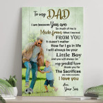 Customized To My Dad Canvas Wall Art, Custom Photo Father and Son, Fathers Day Canvas for Daddy