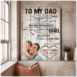Customized Photo Father and Daughter Canvas, I'm always little Girl, Gift from Daughter Wall Art