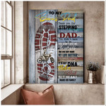 Motorcycle Bonus Dad Father's Day Canvas, It's Is Not DNA Heart Make Us Family Wall Art