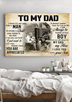 Trucker Dad Gift For Fathers Day Canvas, Gift from Son Wall Art for Dad Truck Driver