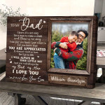 Customized Photo Father and Son, To my Dad Rustic Window Canvas Prints for Bedroom Wall Art