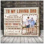 To My Loving Dad Wall Art, Custom Photo Fathers Day Gift from Son Canvas