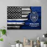 Customized Father Police Canvas, Police Badge Wall Art Gift for Dad Fathers Day