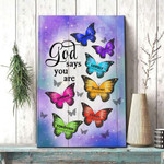Customized Butterfly God says you are Christian Wall Art Canvas, Jesus Painting