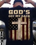 God's got my back, The wooden cross, Us flag - Jesus Back Printed, Jesus T Shirt