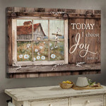 Window Painting, Daisy Garden, Cross Today I choose joy, Jesus Landscape Canvas Prints, Christian Wall Art