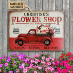 Personalized Floristry Flower Shop Sign, Seeds Stems & Blooms Custom Vintage Metal Sign