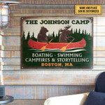 Personalized Boating Bear Camping Sign, Campfire Storytelling Customized Vintage Metal Sign