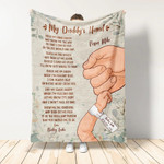 My Daddy's Hand Personalized Blanket, Father's Day Gift For Dad, Father Of Newborn Baby Fleece Blanket