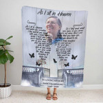 Personalized Memorial Blanket with Picture for Mother, Sympathy Gifts, As I sit in Heaven Memorial Blanket