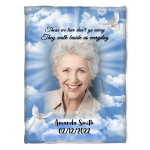 Sympathy Gifts for loss Mom Memorial Blanket for Mother, Custom Photo Mom walk beside us Blanket
