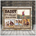 Personalized Fathers Day Gift for Dad, Custom Father Picture Canvas, You are the world Living Room Wall Art