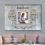 First Fathers day Gift, Personalized Fathers Day Canvas for New Dad Gift, Gift from Son and Daughter Wall Art