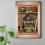 Personalized Firefighter Canvas, Firefighter Uniform and Helmet Wall Art for Father in Firefighters Day