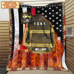 Personalized Firefighter Blanket for Dad, Father's day Blanket for Firefighters Day