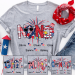 4th Of July Patriotic Doodle  Nana And Grandkids CTH01 T-Shirt
