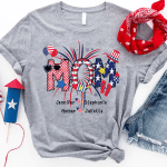 Patriotic Doodle 4th Of July Mom And Grandkid CTH01 T-Shirt