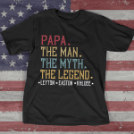 Customized Papa The Man The Myth The Legend With Grandkids T Shirt