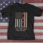 Personalized Grandpa Shirt, Papa Shirt, American Flag For 4th Of July T Shirt