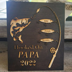 Personalized Hooked on Papa Fishing Wall Art with Grandkids, Fishing Canvas for Grandpa
