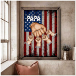 Personalized Grandpa Canvas with Grandkids Hand in Hand Wall Art American Flag Canvas for Papa
