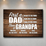 Customized First Dad Then Grandpa Canvas Wall Art, Gift for Grandpa