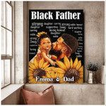 Black Father and Daughter Wall Art, Sunflower Canvas Gift from Daughter to Daddy
