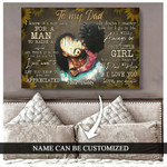 African American Black Father and Daughter, Gift from Daughter Artist Wall Art for Fathers Day