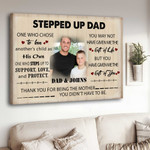 Customized Photo Stepped up Dad Canvas for Father's Day, Gift from Stepson for Stepped up Dad Canvas