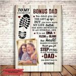 Custom Photo Stepped up Dad and Daughter Canvas Picture, Bonus Dad and Son Wall Art for him in Father's Day