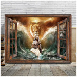 Lion of Judah, Jesus walks on Water, Christian Wall Art, Jesus Painting for New Home Decor Living Room Wall Art