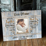 1st Mother's Day Gifts, Gift for New Mom, Custom Photo Mother's Day Canvas, Mommy Wall Art