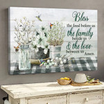 Hummingbird and Flowers, Bless the food before us Jesus Landscape Canvas Prints for Dining Room Wall Art