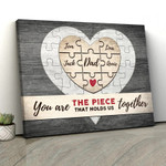 Heart Puzzle Fathers Day Gifts For Dad From Daughter, You Are The Piece That Holds Us Together Father's Day Canvas