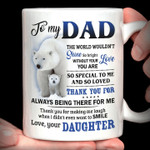 Personalized White Bear Dad Mug, Gift from Daughter, Daddy Bear Coffee Mug