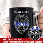 Customized Police Officer Mug, Personalized Thin Blue Line Coffee Mug