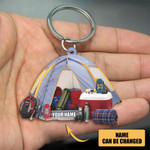 Personalized Camping Tent Keychain, Custom Name Flat Acrylic Keychain for Camper