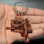 Personalized Horse Saddle Flat Acrylic Keychain For Horse Lovers, Cowboy Keychain, Cowgirl Keychain