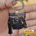 Personalized Police Uniform Acrylic Keychain, Custom Name and Number Flat Police Keychain for him